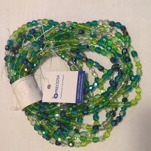 Multicolor  Evergreen 6mm Bead Strands- 1/2 Mass NEW